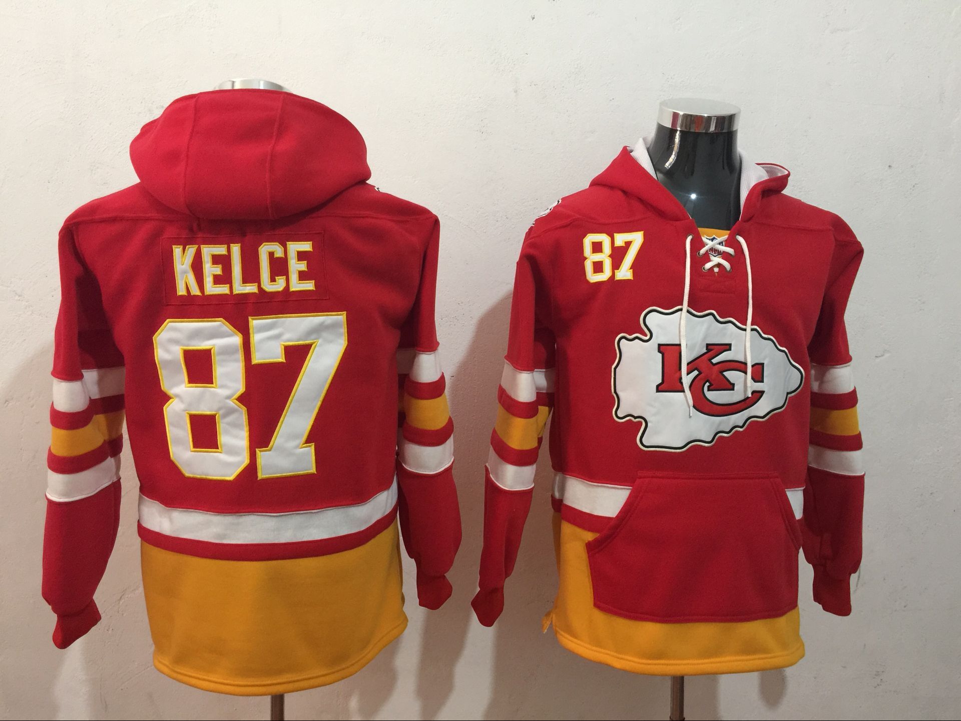 Men NFL Nike Kansas City Chiefs #87  Kelce red Sweatshirts